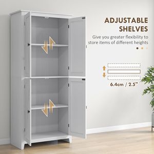 72-Inch White Freestanding 4-Door <b>Kitchen</b> <b>Pantry</b> Cabinet Adjustable Shelves Organizer - Product Image 5