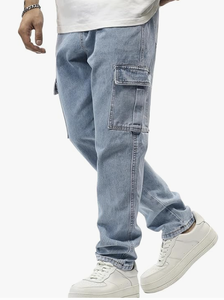 Jeans Premium Elásticos para Hombre, Corte Moderno, Pantalones Casuales de Mezclilla, Comodidad Diaria, Jeans para Hombre, Talla Grande, Color Azul Claro, Estilo Cargo - Product Image 2
