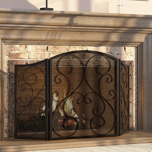 Protector de Chimenea Metálico con Diseño Barroco de Volutas, Paneles de Malla Plegables, Protector Decorativo Contra Chispas, Protector de Hogar Independiente - Product Image 3