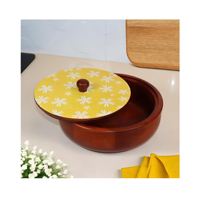 Casserole en bois écologique de 20 cm de diamètre, compatible lave-vaisselle, avec couvercle en bois, design classique, luxe, pour servir les plats chauds - Product Image 3