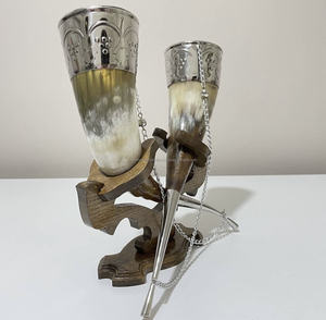Corne à boire sculptée de style viking au design antique authentique faite à la main bière hydromel personnalisée polie meilleur prix artisanat naturel - Product Image 2