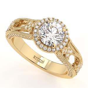 Anillo de compromiso con halo único y elegante de diamante talla redonda en oro rosa para mujer - Product Image 3