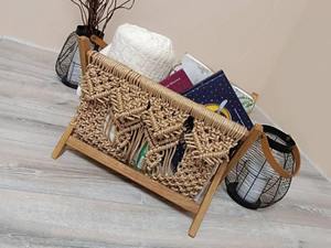 Soporte de Macramé para Libros, Plegable, de Madera, Decoración para Rincón de Lectura, Estilo Boho, Cesta de Almacenamiento para Libros, para Sala de Estar u Oficina - Product Image 5