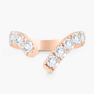 Bagues Bypass Open V Concept en Or Massif 14K 18K avec Diamant de Laboratoire Taille Ronde Sertie à Griffes, pour Empilage et Alliance de Mariage Assortie, Bijoux Fins - Product Image 5