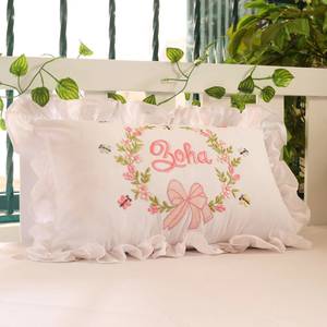 Housse de coussin vintage brodée à volants, taie d'oreiller personnalisée, housse décorative florale en jacquard pour la maison et l'hôtel - Product Image 1