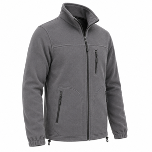 Chaqueta de Forro Polar Personalizada para Hombre, con Cierre Completo, Cuello Alto, Bolsillos con Cremallera, Abrigo Cálido para Invierno, Tono Neutro, Chaqueta de Forro Polar Personalizada - Product Image 3