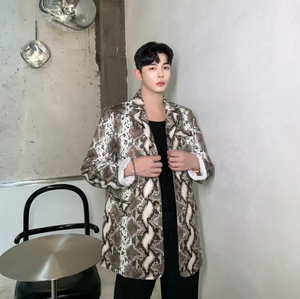 Chaqueta de moda para hombre, de piel sintética de serpiente, ecológica, con certificación Oeko-Tex, abrigos de piel sintética para hombre. - Product Image 6