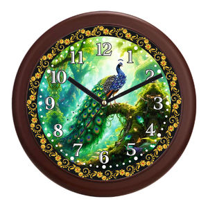 Luxury Personalized Peacock Feather Wall <b>Clock</b> <b>Digital</b> Printing Silent Quartz Movement-Home Decor for Mother's Day Christmas - Product Image 4