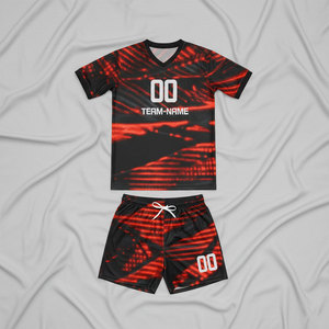 Ensemble d'uniformes de football entièrement personnalisables avec logo, noms des joueurs, sublimation, rayures unies, tissu respirant à séchage rapide, commandes en gros - Product Image 6