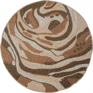 handcrafted beaded round placemat Design Placemat by Saro Lifestyle Shamrock Coquette Bow Placemat table mat or placemat Beaded - Product Image 3