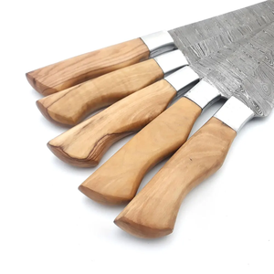 Damascus Steel <b>Knife</b> <b>Set</b> 5-Piece Wood Handle <b>Sharp</b> Chef <b>Knives</b> Damascus Steel Blade Polished Edge Ambidextrous Kitchen <b>Knives</b> - Product Image 4