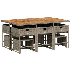 Conjunto de comedor de jardín gris y marrón para 6 personas, muebles de exterior resistentes a la intemperie, diseño contemporáneo, estructura de acero, mesa de madera maciza - Product Image 5
