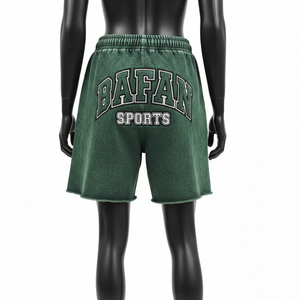 Shorts de algodón prémium de 320 GSM con lavado ácido verde, tela suave con logotipo bordado personalizado y estampado en relieve para mujer - Product Image 6