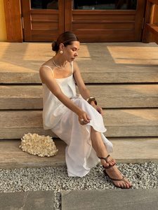 Women <b>Linen</b> Two Piece <b>Set</b> Sleeveless Camisole Top and Long Skirt Elegant Summer Co Ord <b>Set</b> Resort Wear Outfit - Product Image 4