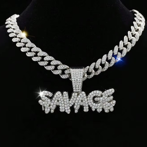 Hip Hop Mens Custom <b>Name</b> Pendant VVS Lab Moissanite Diamond Thick Miami Cuban Fine <b>Chain</b> Necklace Moissanite Watch For Men - Product Image 1