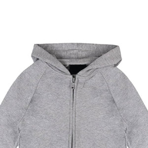 Survêtement gris à capuche pour garçons, manches longues, couleur unie, décontracté, avec fermeture éclair et poche avant, en coton mi-lourd, pour l'automne - Product Image 5