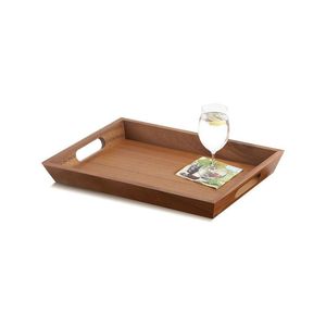 Plateau de service rectangulaire en bois fait main avec poignées, en bois d'acacia durable, plateau décoratif pour table basse, nourriture et boissons - Product Image 3