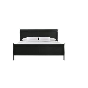 Letto a slitta Queen Size Luigi Filippo in legno massello con finitura nera, mobili per camera da letto in legno - Product Image 4