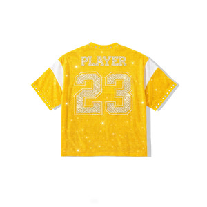 เสื้อเจอร์ซีย์อเมริกันฟุตบอลผู้หญิงแบบครอปปักเลื่อมหรูหราประดับด้วยลูกปัด ผ้าตาข่าย แต่งคริสตัลวิบวับ สไตล์สตรีทแวร์ Y2K แฟชั่นเสื้อเชิ้ต - Product Image 4