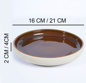 Round <b>Ceramic</b> Stoneware Flat <b>Plate</b> Cream Brown Glazed Japandi Design Dishwasher Safe BPA Free Dishes & <b>Plates</b> - Product Image 5