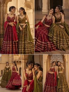 Ensemble Lehenga Choli indien pakistanais en coton brodé floral avec soutien-gorge à armatures, jupe Lehenga longue et dupatta pour fêtes et mariages - Product Image 5