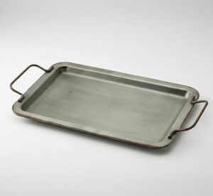 Bandeja de Servicio de Metal Galvanizado con Asa, Estilo Rústico, para Decoración del Hogar, Centro de Mesa, Desayuno - Product Image 1