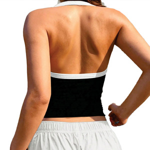 Y2K street Style Custom Ribbed Halter Tank Top Women Slim Fit Contrast Trim Casual Streetwear OEM Summer Fashion Women's Shirts - Product Image 2