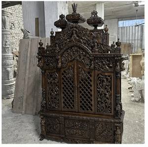 Mandir de Pooja de Madera de Teca Moderna y Elegante con Puertas, Hecho a Mano, Tamaño Personalizado, Recién Llegado a California - Product Image 6