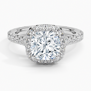 แหวน BOJ รุ่น 070 ทรงคุชชั่นคัท เงินแท้ 925 ประดับเพชร Estelle Halo Solitaire น้ำหนัก 2 กะรัต สี D ความสะอาด VVS1 มอยส์ซาไนต์ รับรองโดย GRA ราคาประหยัด - Product Image 1