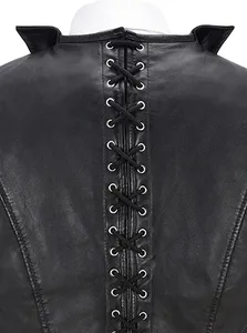 Chaleco sin mangas de cuero negro para hombre con botones a presión de doble botonadura, para todas las estaciones, estilo Guruna Biker Patchwork - Product Image 6