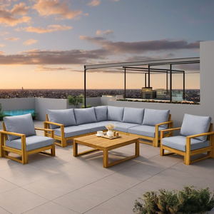 Vietnam factory Outdoor Furniture in Wax Brown with Non-Waterproof Cushions Solid Acacia <b>Wood</b> <b>Frame</b> for villa, Hotel - Product Image 5