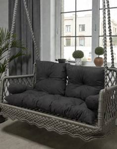 Double Macrame Hanging <b>Swing</b> <b>Chair</b> – Handmade Boho Macrame Sofa <b>Swing</b> with Cushions, Indoor - Product Image 4