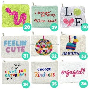 กระเป๋าถือผ้าฝ้ายทำมือประดับลูกปัด ซิปปิด ดีไซน์กะทัดรัด เป็นมิตรกับสิ่งแวดล้อม ขนาดสั่งทำได้ กระเป๋าสตางค์แบบ unisex สำหรับวันวาเลนไทน์ - Product Image 3