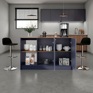 Isola da Cucina Alana con 2 Ante e 6 Ripiani, Categoria Prodotto Sedie da Bar - Product Image 2