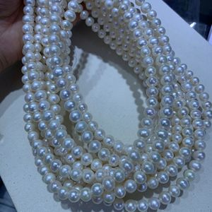 Collar de Perlas de Agua Dulce Naturales de Zhuji, Sin Núcleo, de 7-9 mm, Casi Redondas, con Luz Intensa y Extremadamente Delicadas - Product Image 3