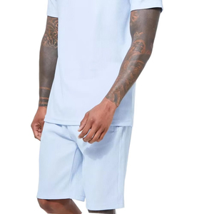 OEM Custom Logo Blank Two Piece <b>Set</b> Summer Vintage Wash Cotton T Shirt and Shorts Matching Sweatshirt Activewear - Product Image 4