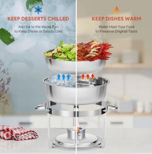 Ensemble de 4 réchauds ronds de 6 litres en acier inoxydable avec couvercle en verre, au meilleur prix - Product Image 5