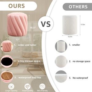 Upholstered Padded Seat Foot <b>Stool</b> Vanity Ottomans <b>Storage</b> for Makeup Room Footrest for Living Room Comfortable Vanity <b>Stool</b> - Product Image 5