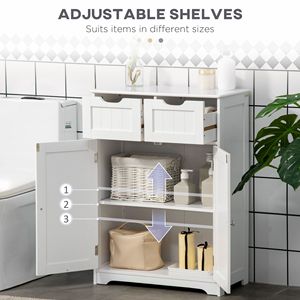 Mobiletto Moderno Autoportante in PVC per Bagno con 2 Cassetti e Ripiano Regolabile per Ingresso e Soggiorno W - Product Image 5