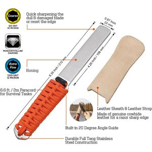 Pietra per affilare a doppia grana 181N con diamante, grana grossa 325/grana extra fine 1200, affilacoltelli per attrezzi da giardino con stropp in pelle - Product Image 3