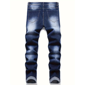 Style <b>Jeans</b> High Quality Heavyweight Cotton Stretch Distressed Straight Streetwear Pants Hip Hop High <b>Men's</b> Distressed Trouser - Product Image 3