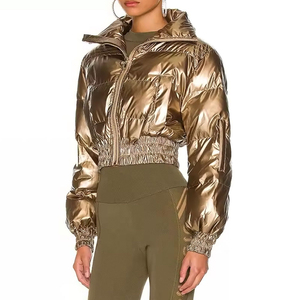 New Trend Breathable Plus Size Women's <b>Cropped</b> <b>Puffer</b> <b>Jacket</b> Knitted Canvas Waterproof Windproof Custom Wholesale Front Logo - Product Image 6