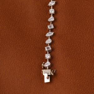 Luxury 925 Sterling <b>Silver</b> Gold Plated <b>Charm</b> <b>Bracelet</b> with Moissanite and Freshwater Pearl Hiphop Style for Women - Product Image 5