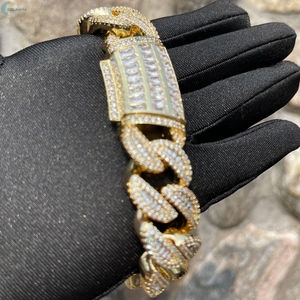Baguette Cut Lab Grown Diamond Hip Hop Bracelet 20MM <b>Iced</b> <b>Out</b> Cuban Link Celebrity Style Men's Bracelet Gift - Product Image 5