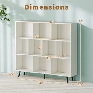 Librería Moderna de 10 Cubos con 5 Patas Metálicas, Organizador de Almacenamiento de 3 Niveles - Product Image 2