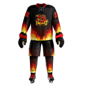 ชุดกีฬาฮ็อกกี้น้ำแข็งสำหรับผู้ชายดีไซน์ชุดเสื้อเจอร์ซีย์ฮ็อกกี้น้ำแข็งออกแบบได้เองชื่อทีมสามารถระบายอากาศได้ - Product Image 2
