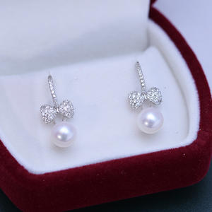 Freshwater 7-8mm White Round Fine Dangle Earrings with Simple Style <b>Bright</b> <b>Light</b> S925 Silver White Round <b>Bright</b> <b>Light</b> Note - Product Image 3