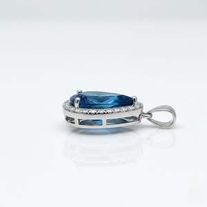 Natural Swiss Blue Topaz <b>Pendant</b>| 925 Sterling Silver Charm <b>Pendant</b>| Engagement & Wedding Charm <b>Pendant</b> Fine Jewelry - Product Image 2