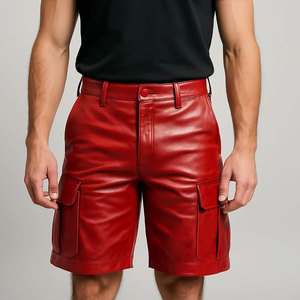 Shorts en cuir respirant pour homme, multi-poches, 100% cuir, tendance été, décontractés - Product Image 5