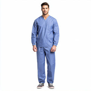 Comfortable Custom Made 100% Cotton Knitted Unisex Medical <b>Scrub</b> Suit - Product Image 3